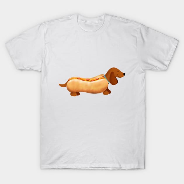 Hot Dog, Sausage Dog T-Shirt by SarahWIllustration